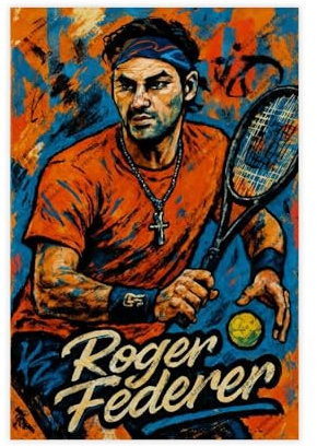 Roger_Federer Poster im Pop-Stil für Haus, ästhetische Dekoration, 50 x 75 cm, Nr. 24
