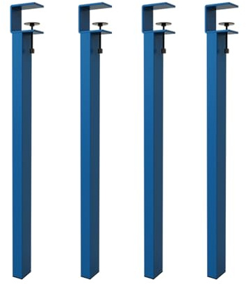 DJCYGG 4 Pcs F-Shaped Clamp-on Table Legs,Table Leg Riser with Wheels,Metal Furniture Feet Worktop Support Leg,for Coffee Table Breakfast Bar,No Punching Design (Blue,71cm)