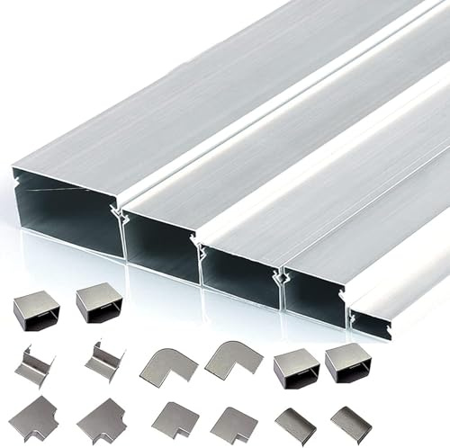 5 m Metall-Kabelkanäle, Aluminiumdrahtkanäle – langlebiges Kabelführungssystem für Zuhause/Büro, Kabelmanagement-Lösung für drinnen und draußen (40 x 20 mm)