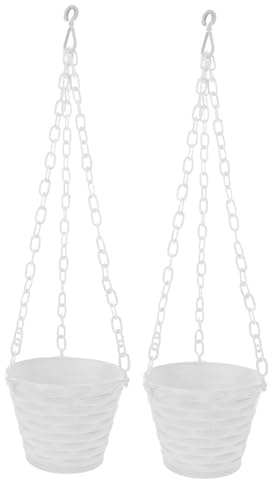 NUOBESTY 2 pièces Pots de Plantes Suspendus Plastique avec Crochets Jardinières Suspendues pour Balcon Décoration Intérieure et Extérieure Contenants Résistants et Élégants