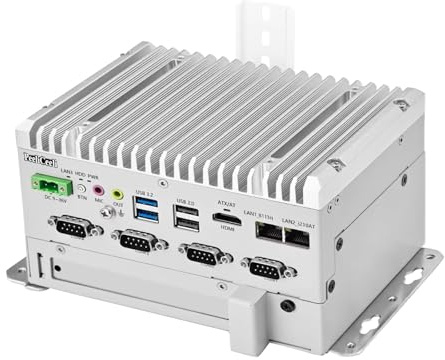 PeeliCeeli Mini PC Industrie, Desktop Fanless Computer J6412, Industrie PC Hutschiene 4 COM RS232/RS485/422 Port, 2 GbE RJ45 LAN, 4G Module, Opnsense, Linux, SATA, Barebone NO RAM NO SSD