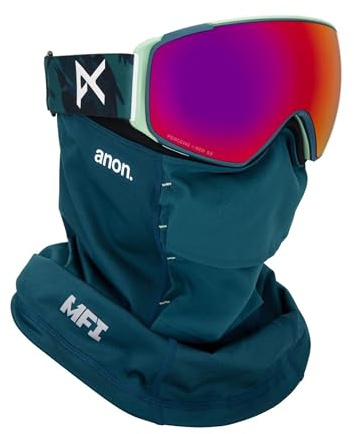 Anon M4S Torische Schneebrille + Bonus-Objektiv + MFI-Gesichtsmaske (Rahmen: Stammbaum, Gläser: Wahrnehmen Sie sonniges Rot, Ersatzglas: bewölkter Platz)