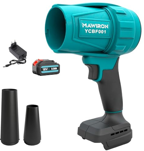 Akku-Laubbläser Set kompatibel mit Makita 18V, mit Akku & Ladegerät, 50.000 U/min, für Herbstlaub, Gartenarbeit, Terrassen- & Autoreinigung