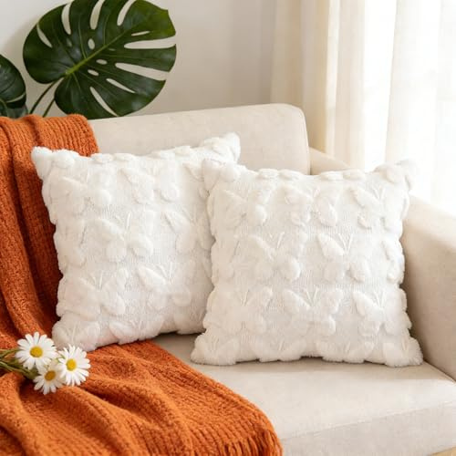 2er Set Kissenhülle Frühling,40x40 cm Schmetterling Zierkissenbezug,Schmetterling Samt Kissenbezüge,Zierkissenbezug Frühling Deko,Kissenhülle Wohnzimmer Deko,Kissenbezug für Sofa Sessel Zuhause