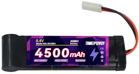 EMEPOVGY 8.4V RC NiMH Battery 4500mAh Capacity Rechargeable 7-Cell Flat Battery Pack with TMY Plug