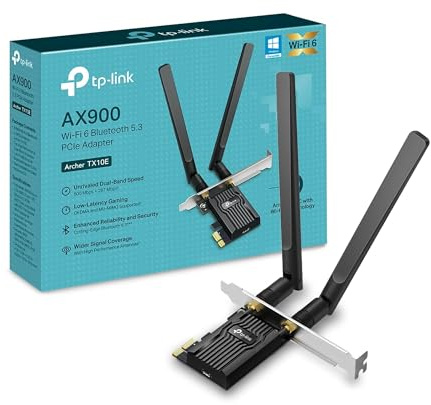 TP-Link Archer TX10E AX900 WiFi 6 WiFi Card PCIe WiFi Card | Wireless Bluetooth 5.3, Adjustable Smart Antennas, WPA3 Security, MU-MIMO, 5GHz/2.4GHz Dual Band, Windows 10/11(64Bit)