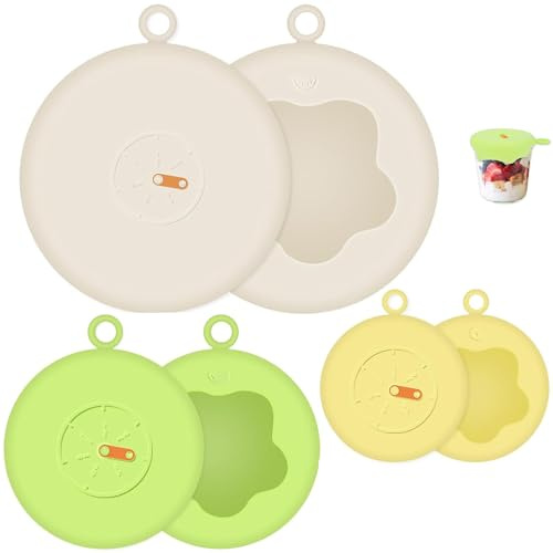 6 Pcs Reusable Silicone Covers,Silicone Lids with Day Dial, Large Medium Small 2 Each, Universal Covers for Bowls Containers Pots Jars Cans Safe Resistant Kitchen Storage