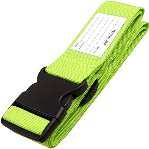 OW-Travel Kofferband Gurt Schwerlast Personalisierter Koffergurt mit Adressschild. Luggage Strap Gepäckgurt Koffer Gurt Kofferbänder Koffergurte Farbig Koffer Gurt 1 Stück Grün