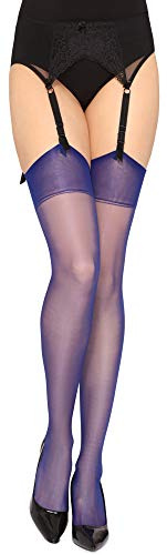 Merry Style Damen transparent Strapsstrümpfe MS 226 15 DEN (Cobalt, XL-XXL (46-50))