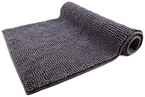 WohnDirect Badematte 50x80cm | Grau - rutschfest & Waschbar - Badezimmerteppich zum Set kombinierbar, Badvorleger, WC Garnitur, Badteppich