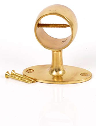 Polished Brass Oval Pipe Bracket for 24mm, 36mm Decking Rope Decking Brass Fittings (24MM Oval Pipe Bracket)