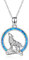 YFN Wolf Anhänger Halskette 925 Sterling Silber mit Opal Moon Halskette 18 Geburtstagstag Schmuck für Freundin Frau (Blaue Opal Wolf Halskette) (Blaue Opal Wolf Halskette)