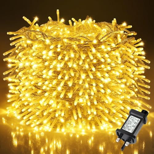 LEDYA 200 LED String Lights Mains Powered, 20M/65.62ft Warm White Fairy Lights Outdoor Indoor, Waterproof for Bedroom Garden Wedding Window, White Clear Cable 20009