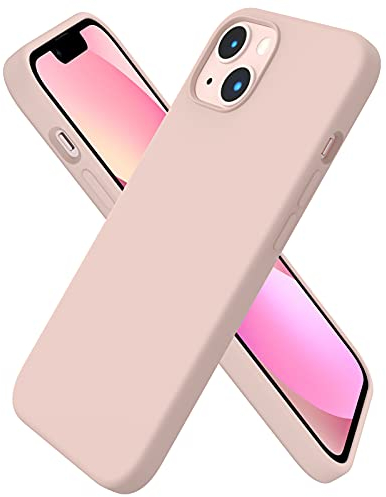 ORNARTO für iPhone 13 6,1 Silikon Case, Hülle Ultra Dünne Voller Schutz Flüssig Silikon Handyhülle Schutz für iPhone 13 (2021) 6,1 Zoll-Sandrosa