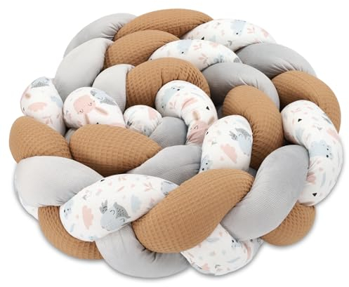 Totsy Baby Kuschelkissen Kinderkissen Dekoration 150 cm - Dekokissen flauschig Kinderzimmer geflochten Samt Baumwolle Eulen