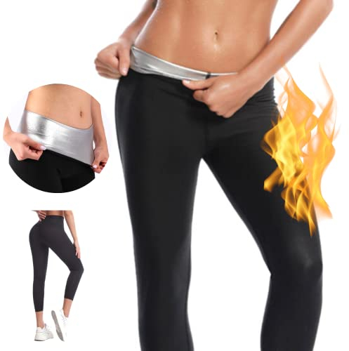 Nano Hertz Saunaanzüge Hosen Sauna Sporthose Laufhose Abnehmen Hot Thermo Sweat Schwitzhose Schweiß Schwitzen Jogginghose Leggings Pants Trainingshose Sweathose Frauen Women Damen