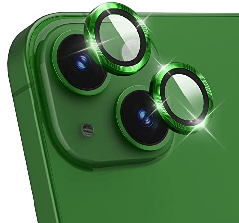 Niboow Camera Lens Protectors for iPhone 13/13 Mini, Aluminum Alloy Tempered Glass Anti Scratch Camera Cover, Independent Lens Protectors Film for iPhone 13/13 Mini - Green