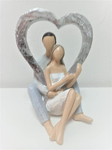 GILDE Figur Liebespaar mit Herz sitzend Höhe 15cm