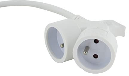 Prolongateur HO5VVF 3G1,5-5m dual head blanc