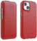 Mobiskin Hülle passend für iPhone 15 (6,1 Zoll), Handyhülle mit beschichtetem Leder, Flip Case, Schutzhülle, Handy-Tasche, Slim Cover, dünn, Rot