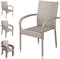 Casaria® Polyrattan Gartenstuhl 4er Set Stapelbar Höhenverstellbar 160 kg Belastbarkeit Armlehne Garten Balkon Terrasse Stapelstuhl Gartensessel Creme