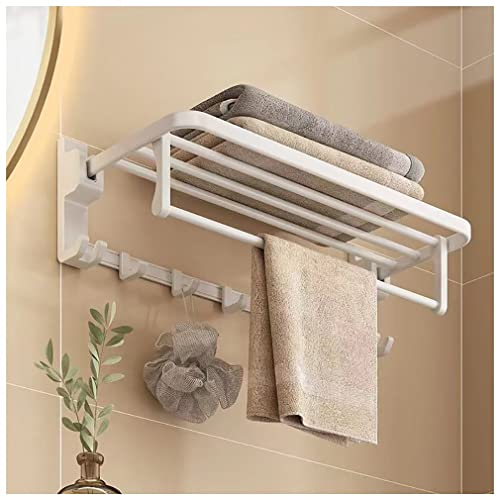 Generisch Porte-serviettes Mural Avec Crochet, étagère de Rangement, Support Mural en Acier inoxydable, vis cachée Pour Salle de bain, Cuisine, Balcon, toilettes, étagères de Salle de bain (Couleur :