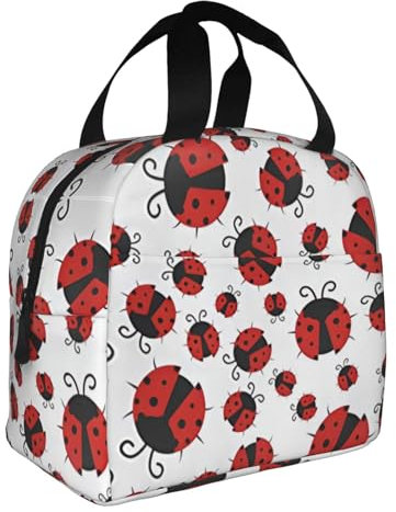 GaxfjRu Funny Ladybug - Bolsa de almuerzo duradera con diseño de mariquita, bolsa térmica para almuerzo para adultos y niños pequeños