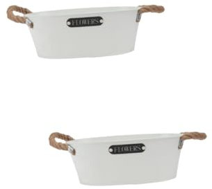 Supvox 2 STK Blumentopf Aus Eisen Hochzeitsdekoration Wagen Pflanzentopf Steht Pflanzgefäß Mit Ständer Gewächshaus Vintage- Outdoor-pflanzgefäße Für Die Terrasse Künstlich Retro Weiß