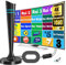 Yowrepu Antenna TV Interna Amplificata Potente - Antenna Digitale Portatile 4K/1080P Supporto DVB-T/T2, con Base Magnetica e Cavo Coassiale 5m (Connettore Tipo F), per Uso Domestico/Negozio - Blu