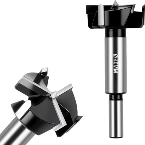 Flintronic ForstnerBohrer 40mm Holz, Cutter mit Rundschaft, Bohrer für holz, Zubehör Bohrmaschine, Holzbohrer, für Hölzer, Spanplatten, Faserplatten