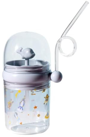 XIAOBAN Drinking Cup With Whale Squirt, 260ml Cute Whale Cup Whale Fountain Tumbler, Reusable Sippy Cup Water Bottle with Straw, Leak Proof Weighted Straw Cups for Party, School, Beach (Blue)