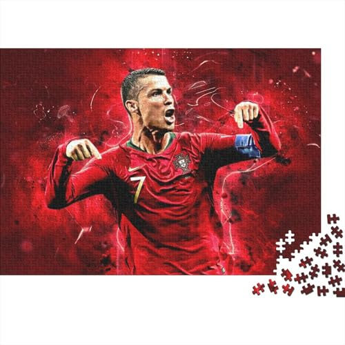 Fußball 500 Teile Schwieriges Holzpuzzle Cristiano Ronaldo - Premium Puzzle Für Erwachsene, Familientaugliches Geschicklichkeitsspiel, Kreative Wanddekoration Geschenk 500pcs (52x38cm)