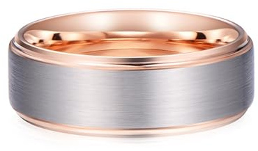 Wycian Trauringe Deko, Tungsten Ring Set Roségold Größe 49 (15.6) Matt Gebürstet Anpassbar für Frau Abschlussball