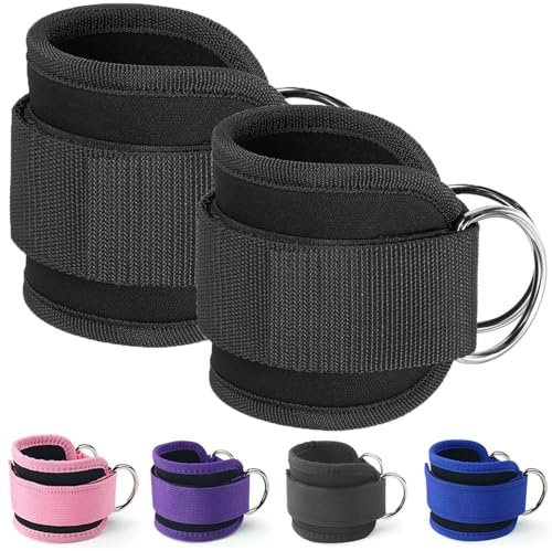 Ankle Straps for Cable Machine, Gym Cuffs with Double Stainless Steel D-Ring, Fitness Ankle Straps, Muscle Shaping for Men and Women Booty Workouts, Leg Extension & Hip Abductors