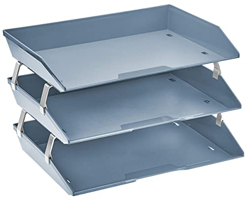 Acrimet Facility 3 Ebenen Briefablage Seiteneinschub, Letter Tray/A4, Desktop Datei Organizer, Kunststoff (Blau)