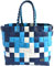 normani Einkaufskorb Shopper geflochten aus Kunststoff - robuster Strandkorb aus wasserabweisendem Material Farbe Classic/Aqua