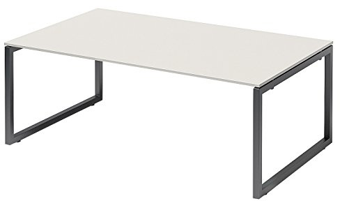 BISLEY Cito Chefarbeitsplatz/Konferenztisch, 740 mm höhenfixes O-Gestell, Metall, Gw334 Dekor Grauweiß, Gestell Anthrazitgrau, 120 x 200 x 85 cm