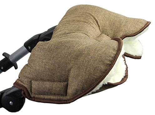 BAMBINIWELT universaler Muff Handwärmer Handschuhe für Kinderwagen Buggy Jogger mit Wolle meliert BRAUN XX