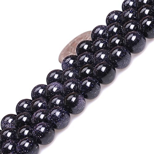 10mm Natural Blue Sandstone Beads Round Semi Precious Gemstone Loose Beads for Jewelry Making (38-40pcs/strand)