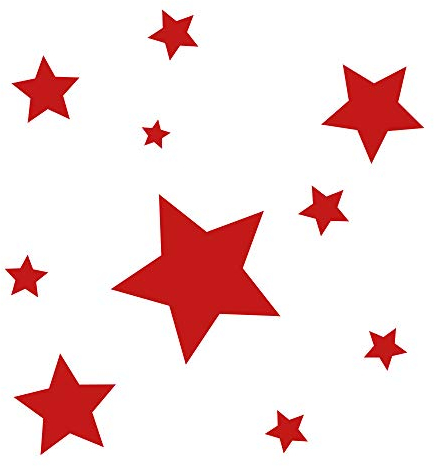 10 Stück rote, selbstklebende Sterne Autoaufkleber Fensterdekoration Fensterbild/Fensteraufkleber, Wandtattoo Deko Sticker, Weihnachtsdekoration, Schaufenster In- und Outdoor 62s1