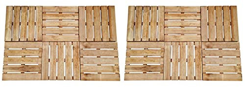 vidaXL 12x Legno di Pino Impregnato Marrone Piastrelle per Decking a Incastro Listoni Pavimentazione Pannelli Pavimento Esterni 50x50 cm