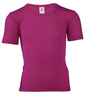 Engel Natur, Childrens Undershirt T-Shirt, 70% Organic Wool, 30% Silk (4-6 Years - EU 116, Raspberry)