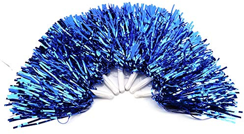 Keenso Cheerleader Pompons, 6 STK. PET Cheerleading Pompons Atmosphäre-Cheering Pompons für Sportfest, Stadion, Party, Feiertag, Feiern, Bühnenleistung (Blau)