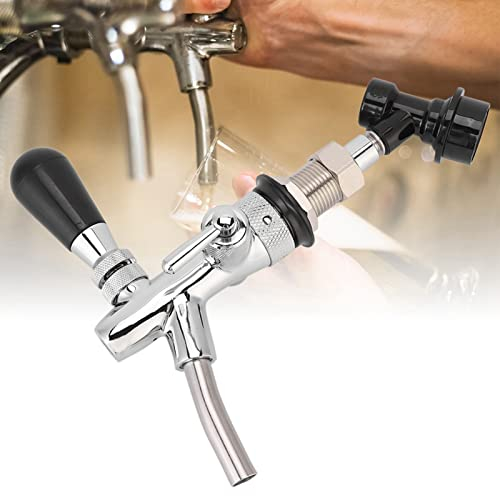 Grifo De Barril Cerveza Barril Ajustable, Grifo De Acero Inoxidable De Barril De Cerveza De Barril Con Control De Flujo De Líquido De Bloqueo De Bola, 7.7 x 7.1 Pulgadas