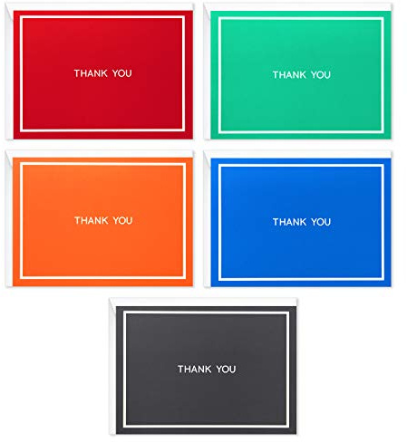 Hallmark Dankeskarten Sortiment, Rot, Grün, Blau, Schwarz, Orange (50 Karten für Business, Hochzeiten, Babypartys, Brautpartys, alle Gelegenheiten)