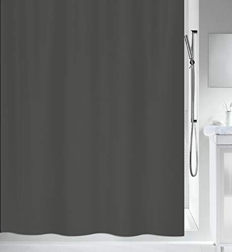 Spirella 1 Schimmel Duschvorhang-Anti-Bakteriell, waschbar, wasserdicht-Polyester, „Primo “ 180x200cm Anthrazit, Grey, 180 x 200 cm