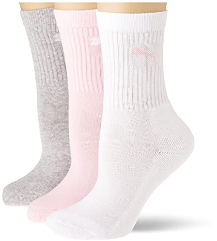PUMA Crew, Calzini Unisex - Bambini e Ragazzi, Rosa, 27-30 (Pacco da 3)