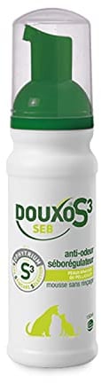 DOUXO S3 SEB Pflegeschaum gegen Geruch und Seboregulator, ohne Ausspülen, für Hunde und Katzen mit Schuppen, fettigen Haaren und schlechten Gerüchen, 150 ml