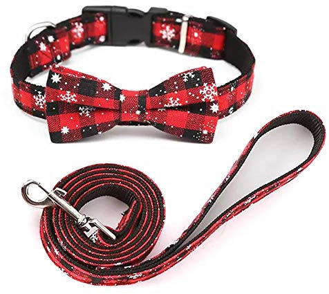 ETOPARS Weihnachten Hundeleine, Hundehalsband Geschirr, Weste Geschirr für Hund, Hundeleine und Halsband für kleine und mittlere Hunde