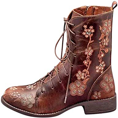 Stivali Donna Boot Bikers Boots Stivaletti Stivali Donna Moda Casual Tacchi Quadrati Scarpe Lunghe alla Caviglia (40,Marrone)